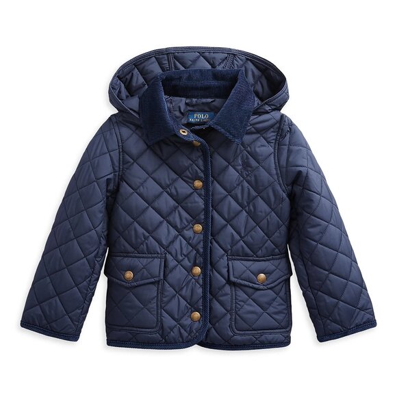 Polo Ralph Lauren Girls Quilted Hooded Jacket – Navy Blue, Size 6 - Picture 1 of 7